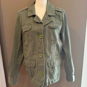 Old Navy Olive Green Military Utility Style Casual Floral Lined Jacket, Size XL